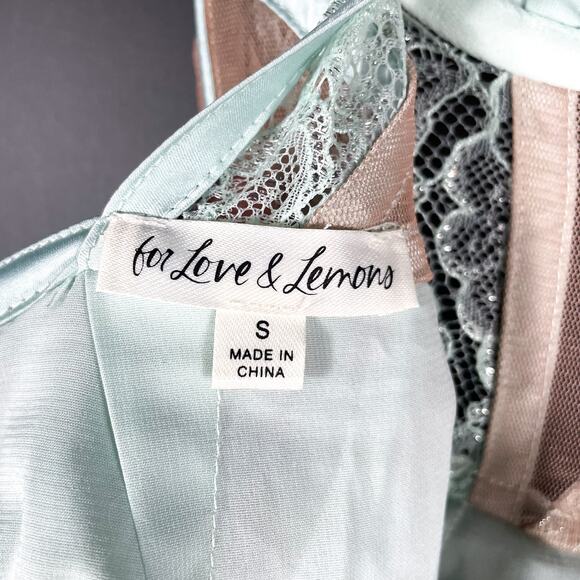 For Love & Lemons Bustier Hi Low Gown Blue‎ Tulle Tiered Strapless Dress Sz S - Picture 14 of 14